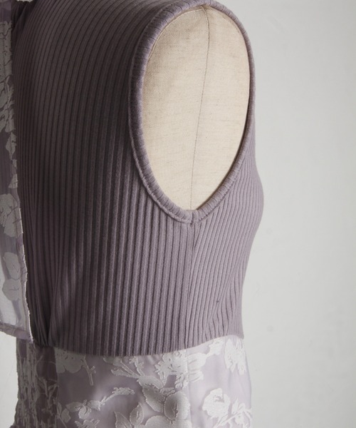 tocco closet（トッコ　クローゼット）の「【ZOZO限定】バックリボンシアーフラワードッキングワンピース（ワンピース・レディース・チャコールグレー/クリアブルー/ラベンダー・M）」の14枚目の写真