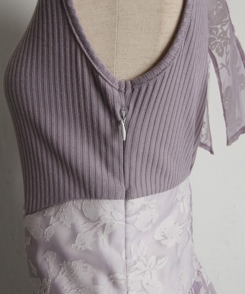 tocco closet（トッコ　クローゼット）の「【ZOZO限定】バックリボンシアーフラワードッキングワンピース（ワンピース・レディース・チャコールグレー/クリアブルー/ラベンダー・M）」の15枚目の写真