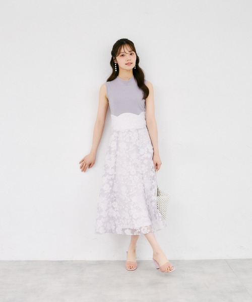 セール】【ZOZO限定】バックリボンシアーフラワードッキングワンピース
