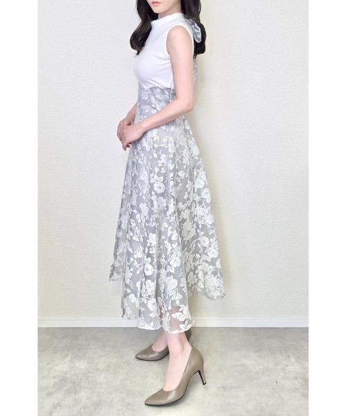 tocco closet（トッコ　クローゼット）の「【ZOZO限定】バックリボンシアーフラワードッキングワンピース（ワンピース・レディース・チャコールグレー/クリアブルー/ラベンダー・M）」の18枚目の写真