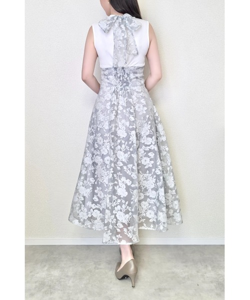 tocco closet（トッコ　クローゼット）の「【ZOZO限定】バックリボンシアーフラワードッキングワンピース（ワンピース・レディース・チャコールグレー/クリアブルー/ラベンダー・M）」の19枚目の写真