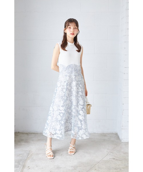 ZOZO限定】バックリボンシアーフラワードッキングワンピース