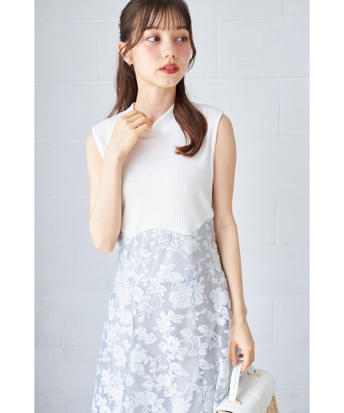 tocco closet（トッコ　クローゼット）の「【ZOZO限定】バックリボンシアーフラワードッキングワンピース（ワンピース・レディース・チャコールグレー/クリアブルー/ラベンダー・M）」の19枚目の写真