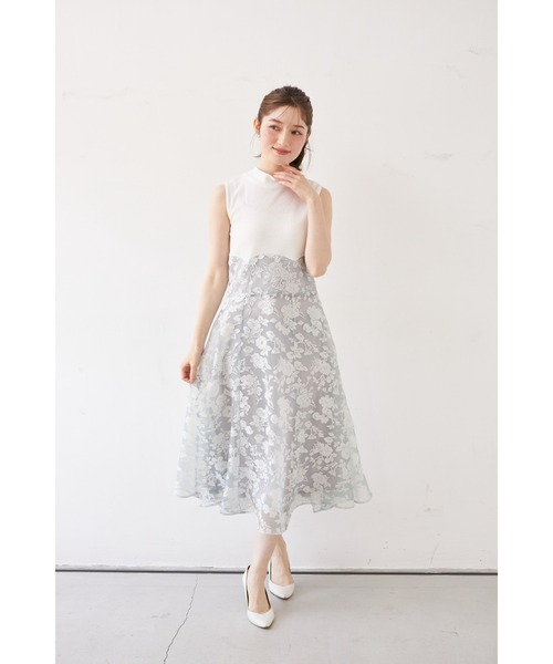ZOZO限定】バックリボンシアーフラワードッキングワンピース