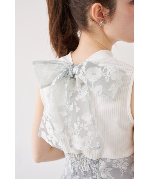 tocco closet（トッコ　クローゼット）の「【ZOZO限定】バックリボンシアーフラワードッキングワンピース（ワンピース・レディース・チャコールグレー/クリアブルー/ラベンダー・M）」の20枚目の写真