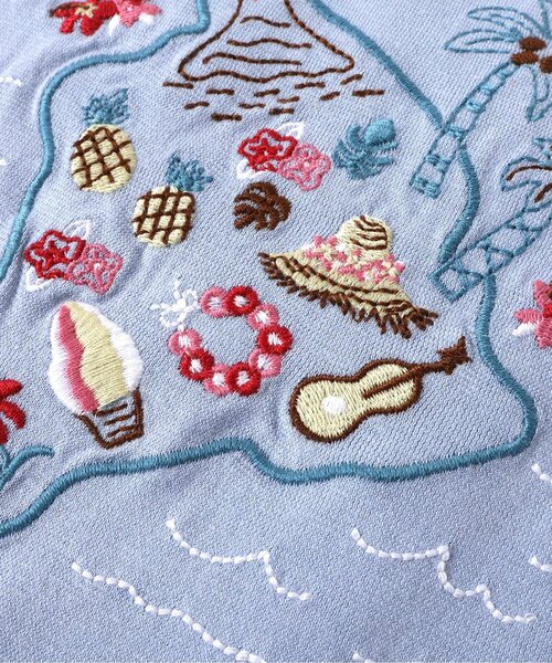 Seraph（セラフ）の「【ジュニア対応】リゾート刺繍半袖Tシャツ（Tシャツ/カットソー・キッズ・ピンク/レモンイエロー/オフホワイト/サックスブルー・80/90/100/110/120/130/140）」の9枚目の写真