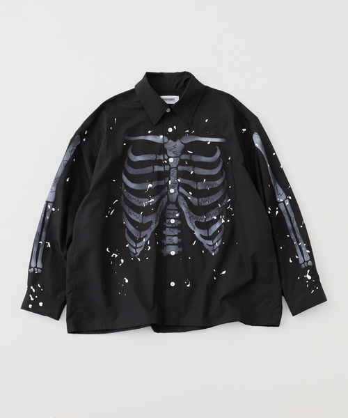 JOINT WORKS(ジョイントワークス)の「DISCOVERED / ディスカバード BONE AIR BRUSH SHIRTS(シャツ/ブラウス・メンズ・ホワイト/ブラック・3)」の2枚目の写真