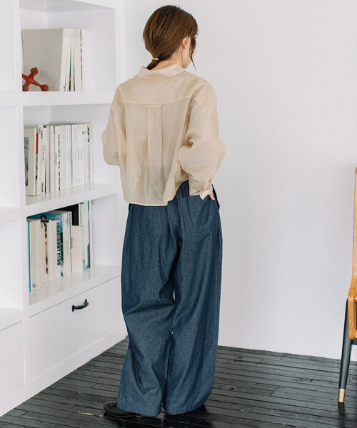 POUDOUDOUシアークロップドmany manyリボンシャツダークグレーM SUMMER SALE】シアークロップドmany manyリボンシャツ | COO ONLINE