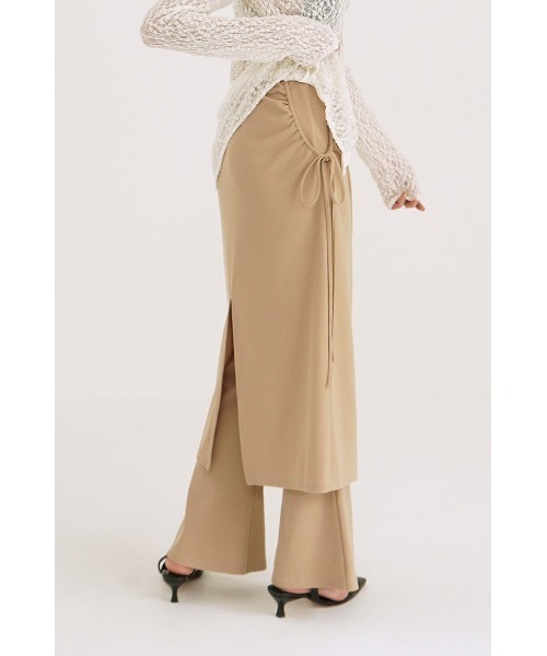 CLANE（クラネ）の「CLANE PANTS LAYRED SIDE SHIRRING SKIRT 18109-6032（その他パンツ・レディース・ブラック/ベージュ・1）」の16枚目の写真