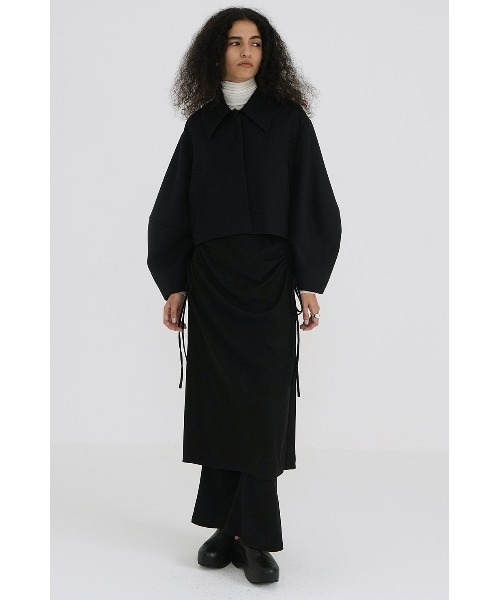 CLANE（クラネ）の「CLANE PANTS LAYRED SIDE SHIRRING SKIRT 18109-6032（その他パンツ・レディース・ブラック/ベージュ・1）」の3枚目の写真