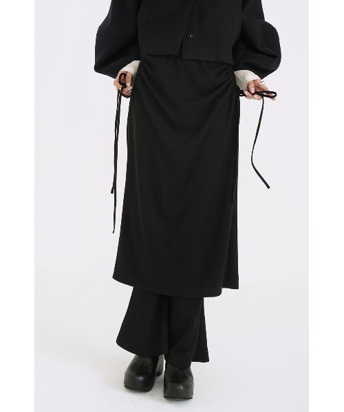 CLANE（クラネ）の「CLANE PANTS LAYRED SIDE SHIRRING SKIRT 18109-6032（その他パンツ・レディース・ブラック/ベージュ・1）」の9枚目の写真