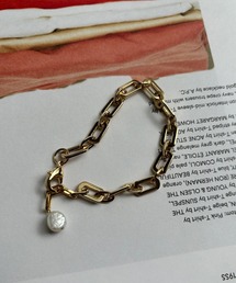 DouDou | スクエアチェーン淡水パールブレスレット(ブレスレット)