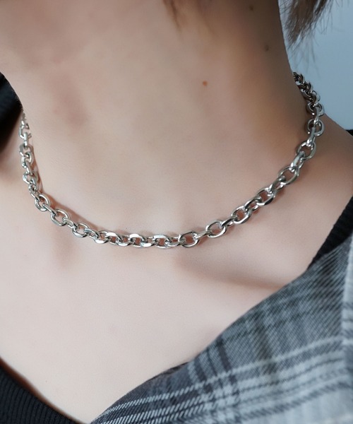 シルバーリンクチェーンネックレス 約40cm シルバーチェーンネックレス/40cm/短め/チョーカー風/ユニセックス