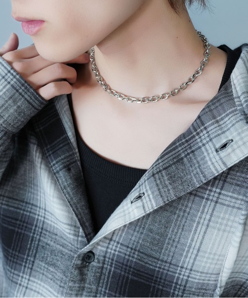 SPINNS(スピンズ)の「シルバーチェーンネックレス/トレンド40cm/短め/チョーカー風/ユニセックス(ネックレス・メンズ・B/E/D/C/A・ONESIZE)」の8枚目の写真