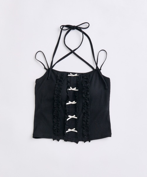 OLIVE des OLIVE（オリーブデオリーブ）の「ribbonフリルキャミソール（キャミソール・レディース・サックスブルー/ブラック/オフホワイト・FREE）」の20枚目の写真