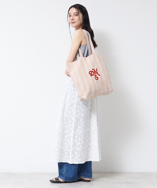 Dessin（デッサン）の「ストライプロゴ刺繍トート（トートバッグ・レディース・ブルー系2/ネイビー系2/ピンク系その他・00）」の5枚目の写真