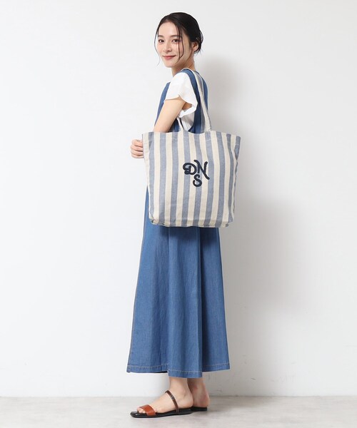 Dessin（デッサン）の「ストライプロゴ刺繍トート（トートバッグ・レディース・ブルー系2/ネイビー系2/ピンク系その他・00）」の7枚目の写真