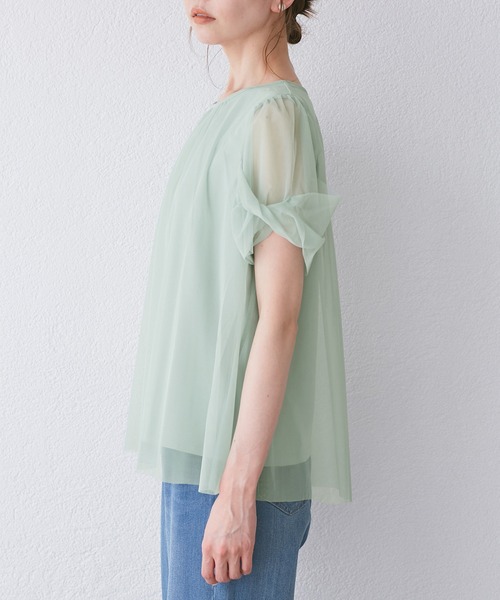 ROPE' PICNIC(ロペピクニック)の「Cutee チュールドッキングツイストスリーブトップス/リンクコーデ(Tシャツ/カットソー・レディース・ブラック/ライトグリーン/ホワイト/ブルー系その他4/ブルー系その他5・38)」の20枚目の写真