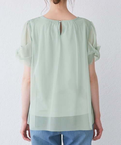 ROPE' PICNIC(ロペピクニック)の「Cutee チュールドッキングツイストスリーブトップス/リンクコーデ(Tシャツ/カットソー・レディース・ブラック/ライトグリーン/ホワイト/ブルー系その他4/ブルー系その他5・38)」の21枚目の写真