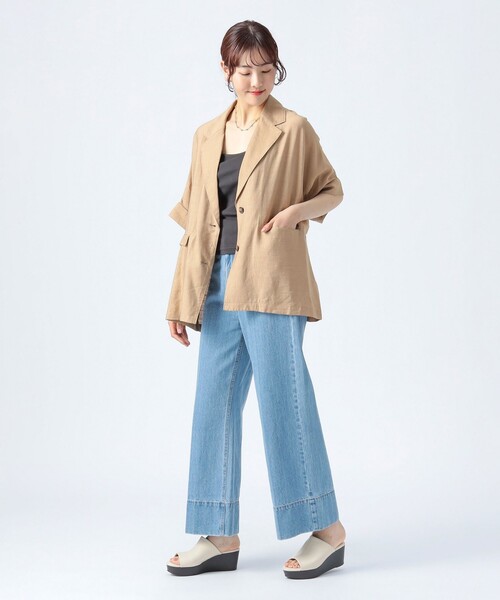 BEAMS HEART（ビームスハート）の「フレンチスリーブ ジャケット（テーラードジャケット・レディース・ブラウン系その他3/ベージュ/ブラック・FREE）」の4枚目の写真