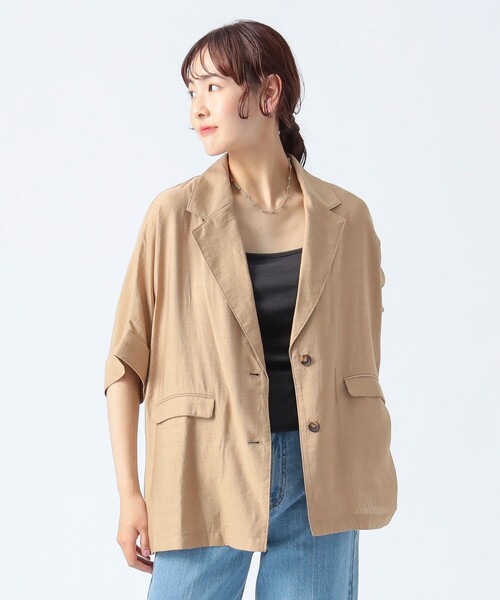 BEAMS HEART（ビームスハート）の「フレンチスリーブ ジャケット（テーラードジャケット・レディース・ブラウン系その他3/ベージュ/ブラック・FREE）」の8枚目の写真