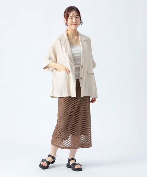 BEAMS HEART（ビームスハート）の「フレンチスリーブ ジャケット（テーラードジャケット・レディース・ブラウン系その他3/ベージュ/ブラック・FREE）」の12枚目の写真