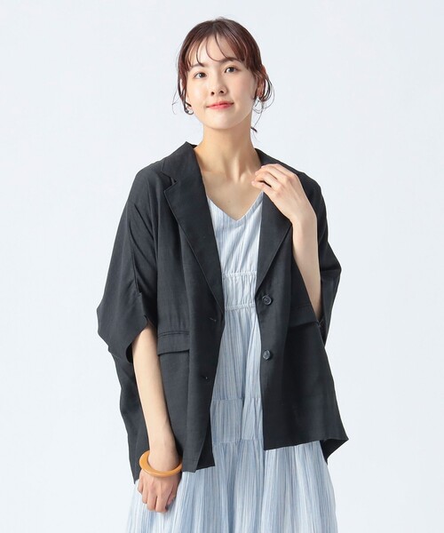 BEAMS HEART（ビームスハート）の「フレンチスリーブ ジャケット（テーラードジャケット・レディース・ブラウン系その他3/ベージュ/ブラック・FREE）」の22枚目の写真