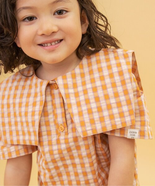 BREEZE（ブリーズ）の「【セットアップ可/WEB限定】チェックセーラー半袖シャツ（シャツ/ブラウス・キッズ・ピンク/イエロー/ブルー・110/120/130/140/90/100）」の9枚目の写真