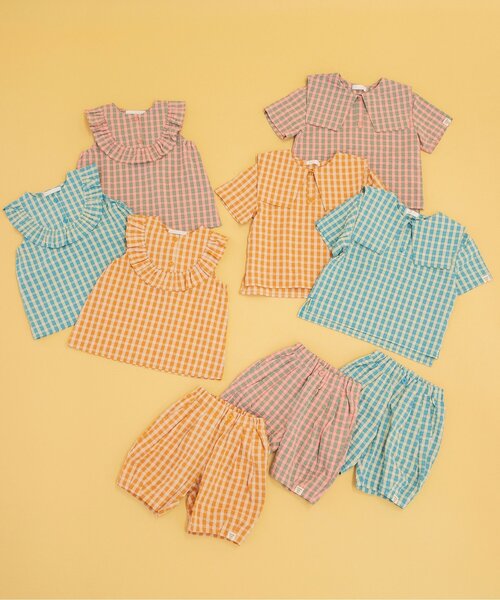 BREEZE（ブリーズ）の「【セットアップ可/WEB限定】チェックセーラー半袖シャツ（シャツ/ブラウス・キッズ・ピンク/イエロー/ブルー・110/120/130/140/90/100）」の12枚目の写真