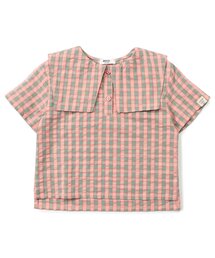 Katie ピンク チェック 半袖シャツ ブラウス Katie ピンク チェック 半袖シャツ ブラウス ピンクチェック