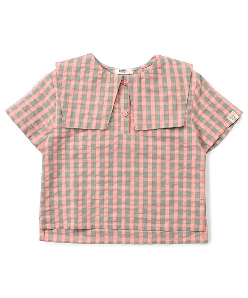 BREEZE（ブリーズ）の「【セットアップ可/WEB限定】チェックセーラー半袖シャツ（シャツ/ブラウス・キッズ・ピンク/イエロー/ブルー・110/120/130/140/90/100）」の3枚目の写真