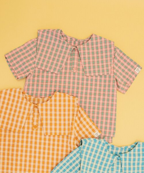 BREEZE（ブリーズ）の「【セットアップ可/WEB限定】チェックセーラー半袖シャツ（シャツ/ブラウス・キッズ・ピンク/イエロー/ブルー・110/120/130/140/90/100）」の4枚目の写真