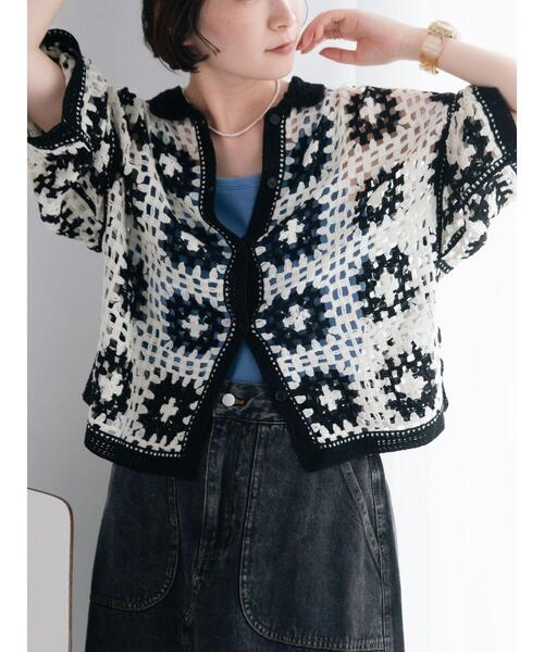 SM2（エスエムツー）の「【動画あり】マシンクロシェシャツカーディガン（カーディガン/ボレロ・レディース・クリーム/ブラック/グレー/オレンジ・F）」の6枚目の写真