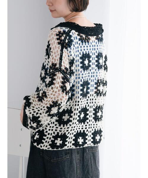 SM2（エスエムツー）の「【動画あり】マシンクロシェシャツカーディガン（カーディガン/ボレロ・レディース・クリーム/ブラック/グレー/オレンジ・F）」の7枚目の写真