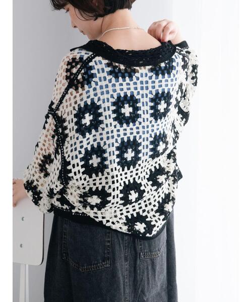 SM2（エスエムツー）の「【動画あり】マシンクロシェシャツカーディガン（カーディガン/ボレロ・レディース・クリーム/ブラック/グレー/オレンジ・F）」の8枚目の写真