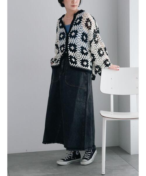 SM2（エスエムツー）の「【動画あり】マシンクロシェシャツカーディガン（カーディガン/ボレロ・レディース・クリーム/ブラック/グレー/オレンジ・F）」の10枚目の写真