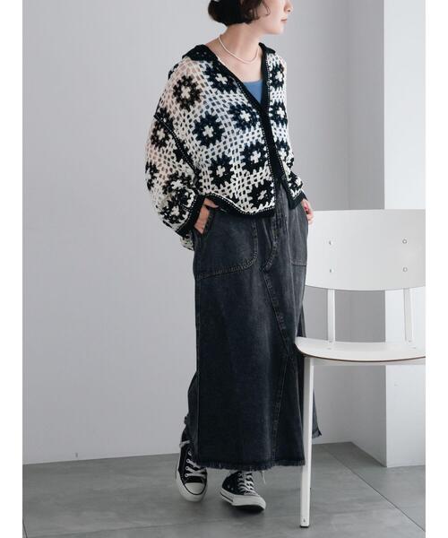 SM2（エスエムツー）の「【動画あり】マシンクロシェシャツカーディガン（カーディガン/ボレロ・レディース・クリーム/ブラック/グレー/オレンジ・F）」の11枚目の写真