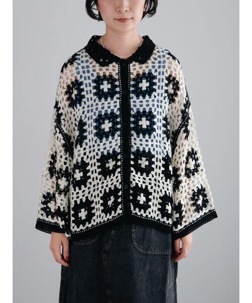 SM2（エスエムツー）の「【動画あり】マシンクロシェシャツカーディガン（カーディガン/ボレロ・レディース・クリーム/ブラック/グレー/オレンジ・F）」の12枚目の写真