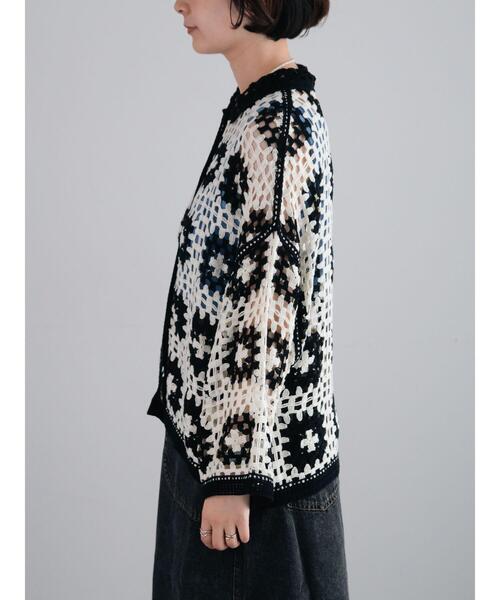 SM2（エスエムツー）の「【動画あり】マシンクロシェシャツカーディガン（カーディガン/ボレロ・レディース・クリーム/ブラック/グレー/オレンジ・F）」の13枚目の写真