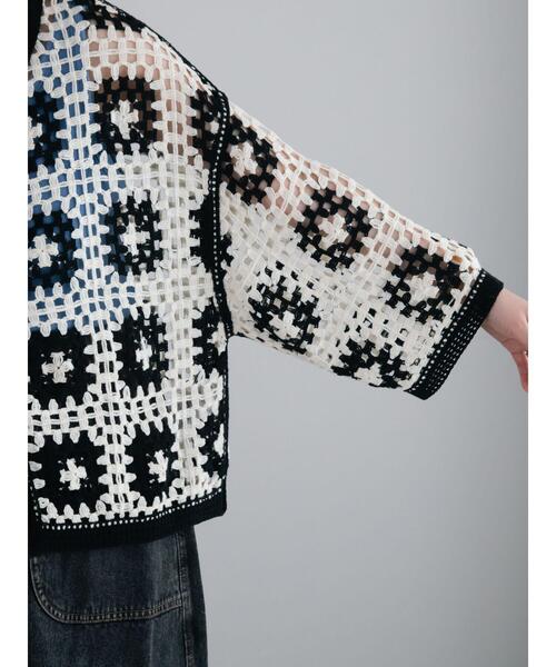 SM2（エスエムツー）の「【動画あり】マシンクロシェシャツカーディガン（カーディガン/ボレロ・レディース・クリーム/ブラック/グレー/オレンジ・F）」の16枚目の写真