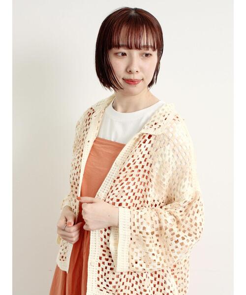 SM2（エスエムツー）の「【動画あり】マシンクロシェシャツカーディガン（カーディガン/ボレロ・レディース・クリーム/ブラック/グレー/オレンジ・F）」の17枚目の写真