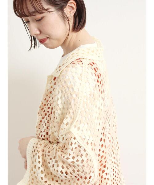 SM2（エスエムツー）の「【動画あり】マシンクロシェシャツカーディガン（カーディガン/ボレロ・レディース・クリーム/ブラック/グレー/オレンジ・F）」の19枚目の写真