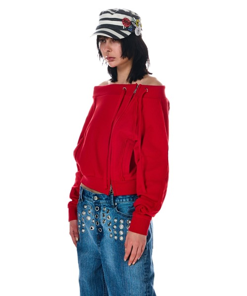 beeden OFF SHOULDER SIDE ZIP TOPS グレー OFF SHOULDER SIDE ZIP TOPS – BEEDEN