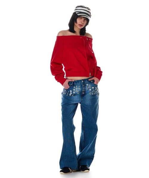 OFF SHOULDER SIDE ZIP TOPS（Tシャツ/カットソー）｜BEEDEN（ビーデン