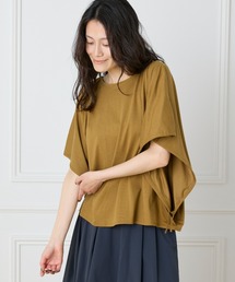 テンセルコットン ドローストリングスリーブカットソー