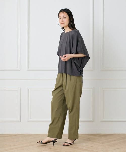 I.T.'S international（イッツインターナショナル）の「テンセルコットン ドローストリングスリーブカットソー（Tシャツ/カットソー・レディース・オフホワイト/スミクロ/キャメル・フリー）」の14枚目の写真