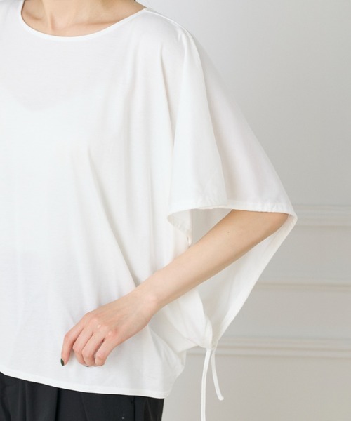 I.T.'S international（イッツインターナショナル）の「テンセルコットン ドローストリングスリーブカットソー（Tシャツ/カットソー・レディース・オフホワイト/スミクロ/キャメル・フリー）」の19枚目の写真