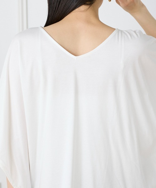 I.T.'S international（イッツインターナショナル）の「テンセルコットン ドローストリングスリーブカットソー（Tシャツ/カットソー・レディース・オフホワイト/スミクロ/キャメル・フリー）」の21枚目の写真