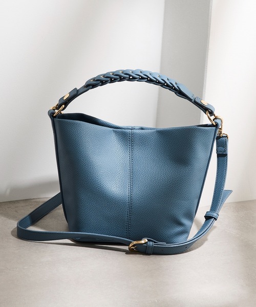 MIAN （ミアン）の「【MIAN】メッシュハンドル 2wayバッグ ショルダー付 フェイクレザー バケツバッグ / 2251-297-1（ショルダーバッグ・レディース・ブラック/ブルー/アイボリー・FREE）」の3枚目の写真