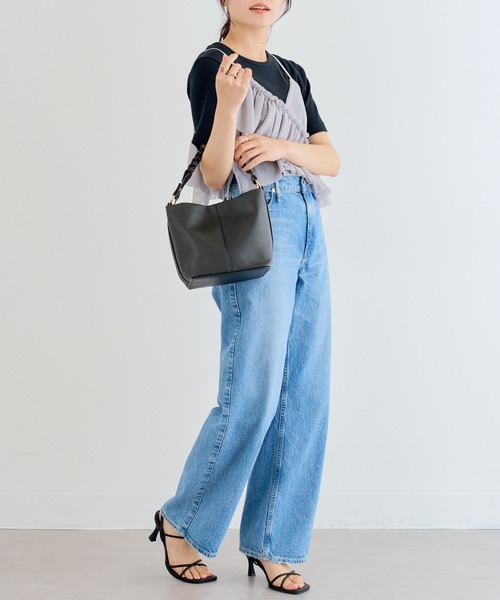 MIAN （ミアン）の「【MIAN】メッシュハンドル 2wayバッグ ショルダー付 フェイクレザー バケツバッグ / 2251-297-1（ショルダーバッグ・レディース・ブラック/ブルー/アイボリー・FREE）」の15枚目の写真